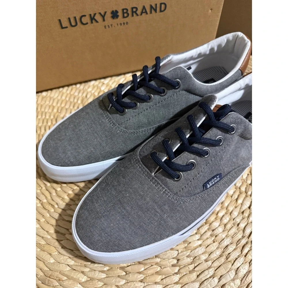 Lucky‎ Brand Canvas Sneakers Gray Navy Lace-Up Men's Size 9.5 NIB